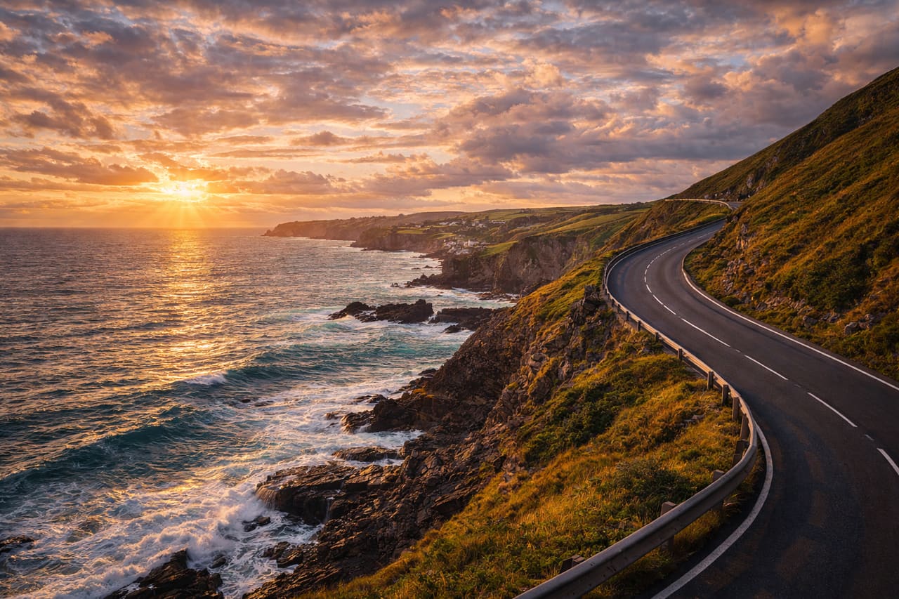 La strada costiera Atlantic Highway lungo la costa del Devon