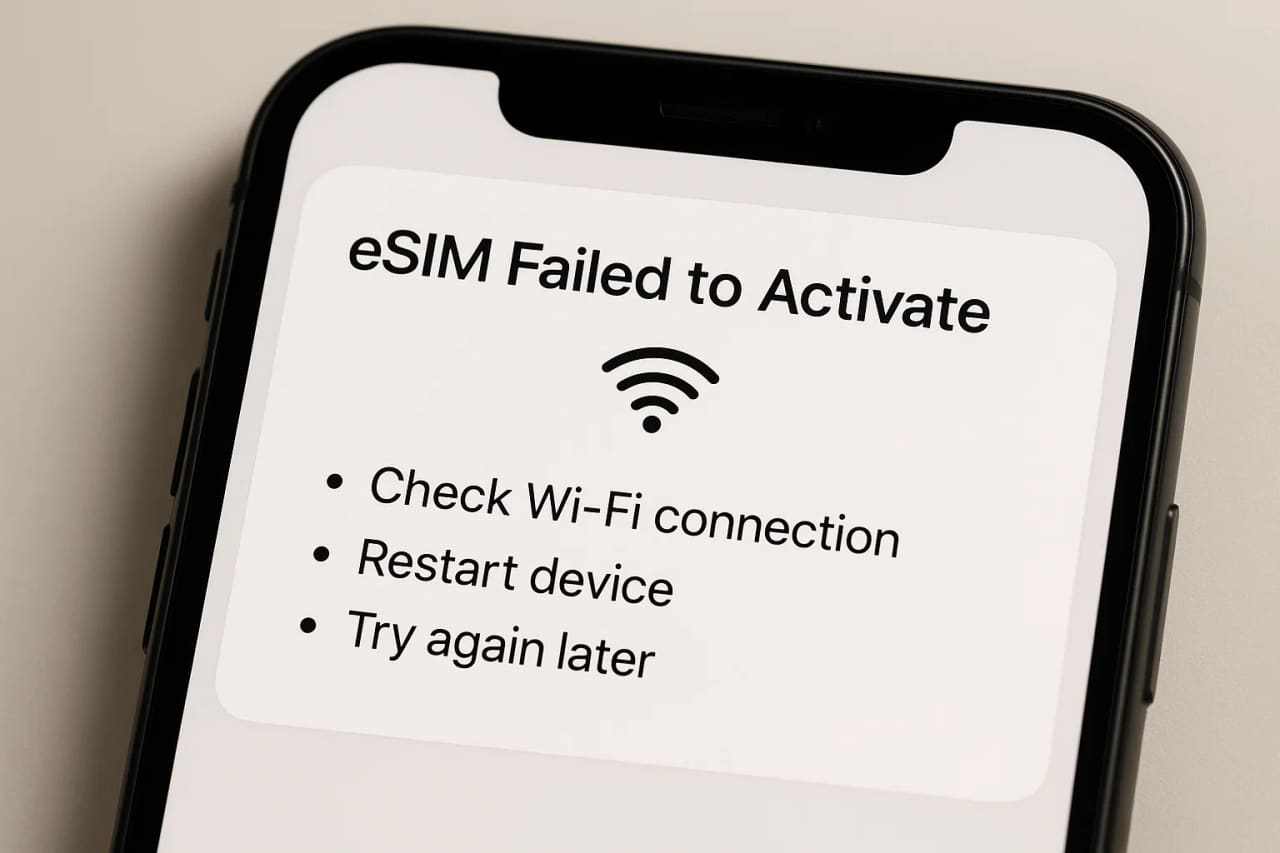Assicurati che il tuo iPhone sia connesso al Wi‑Fi e che il profilo eSIM sia attivo.