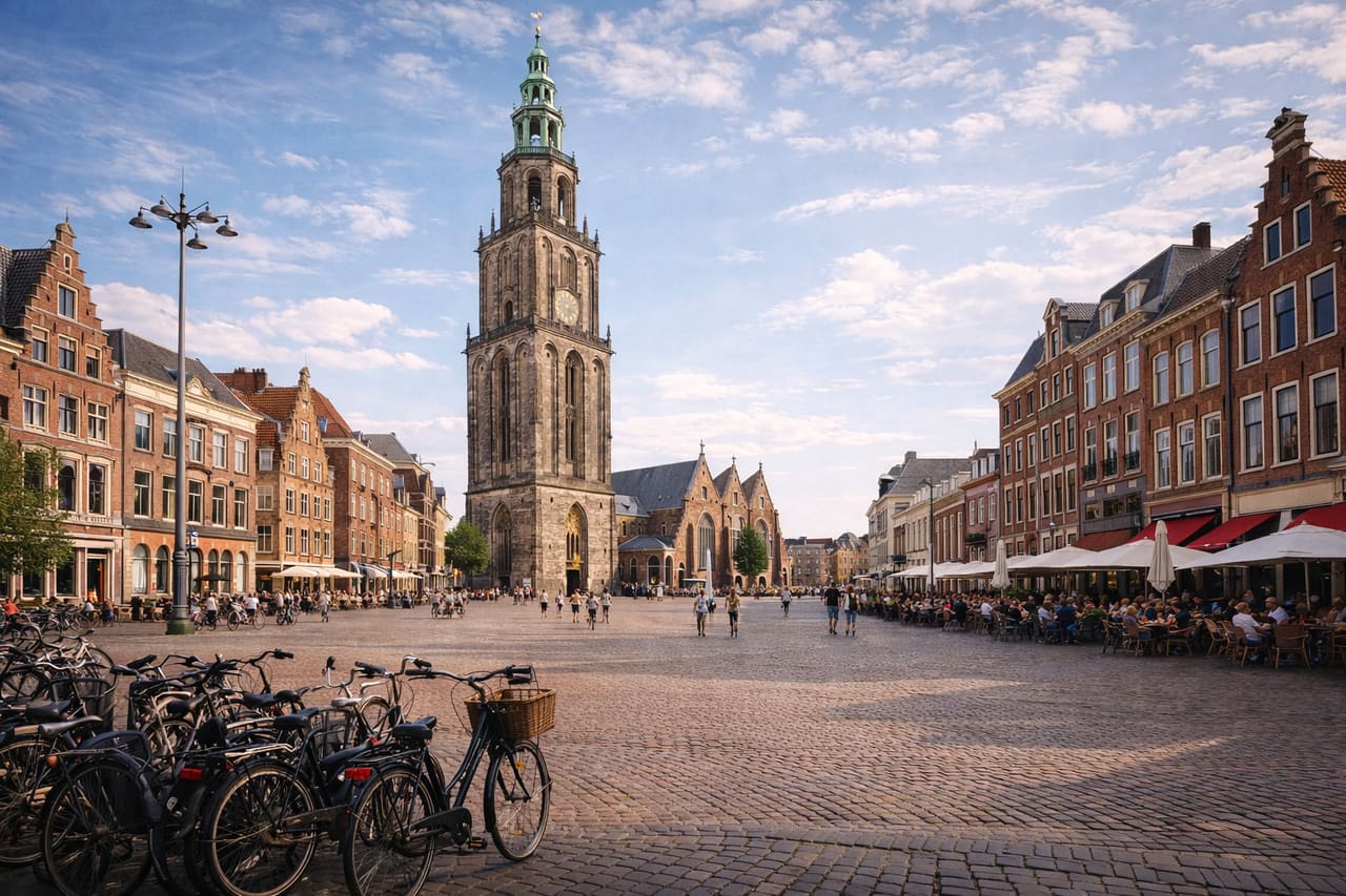 Il centro di Groningen e la torre Martini