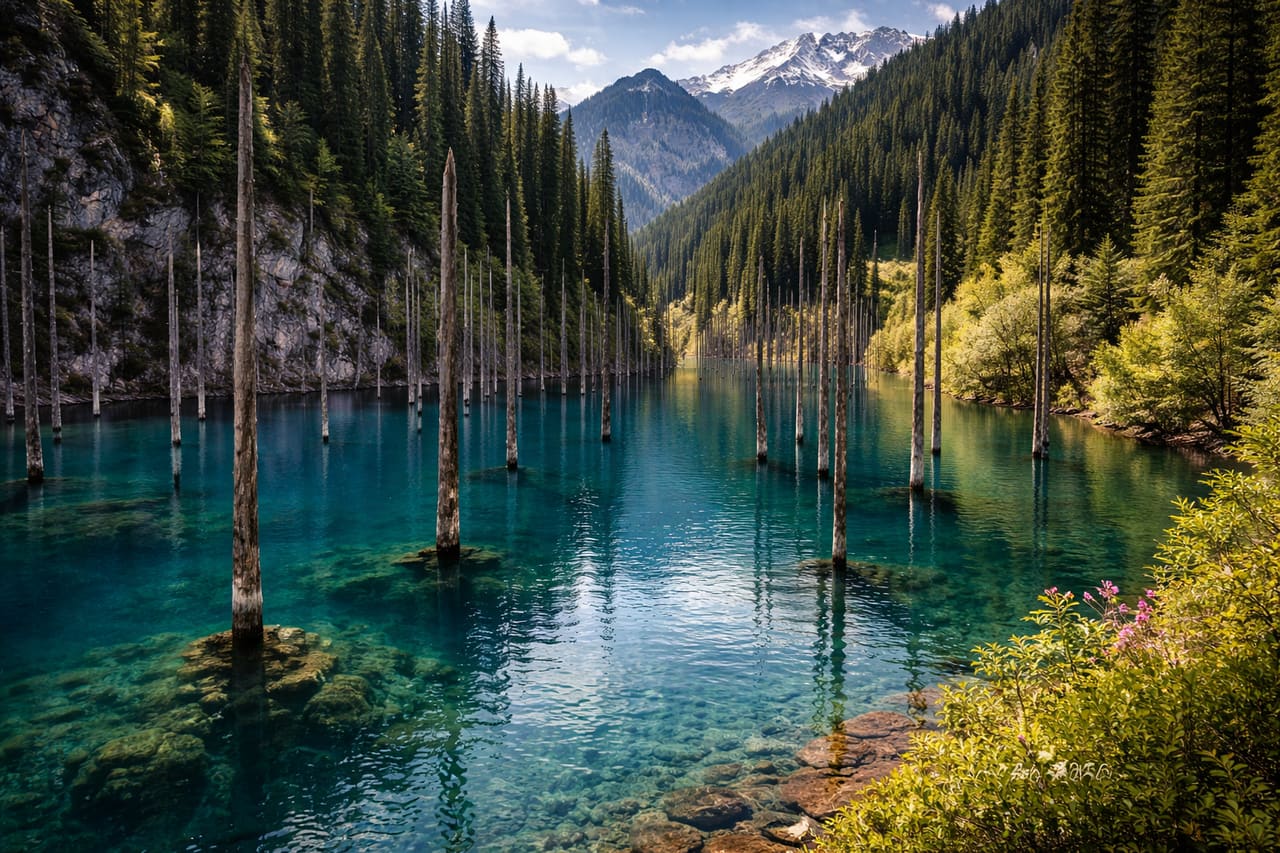 Foresta sommersa nel Lago Kaindy