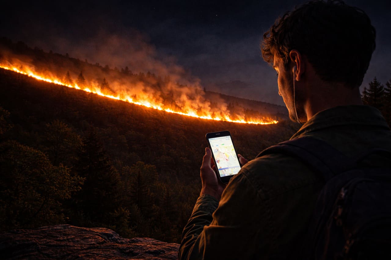 La montagna in fiamme Yanar Dag di notte