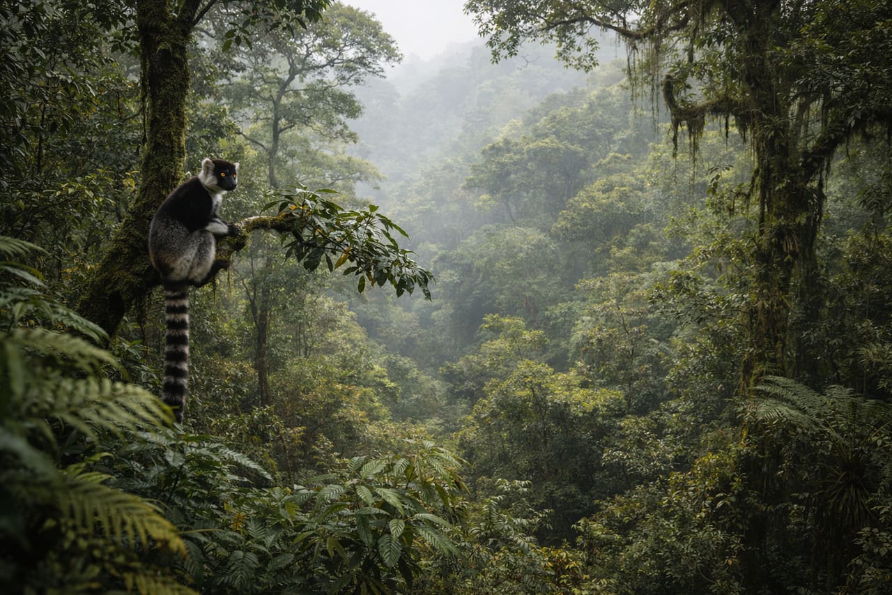 Foresta pluviale di Andasibe con un lemure