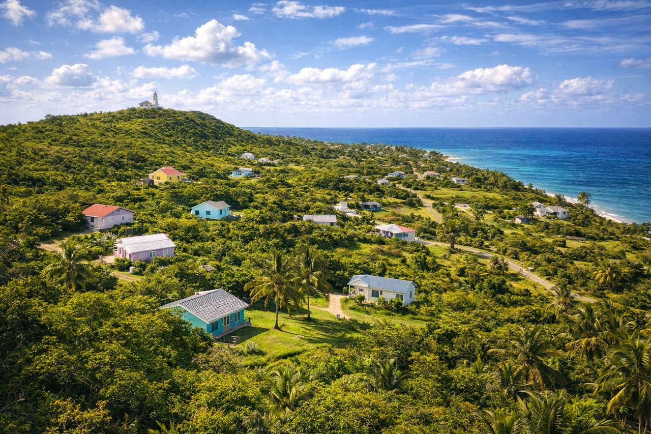 Colline di Cat Island alle Bahamas.