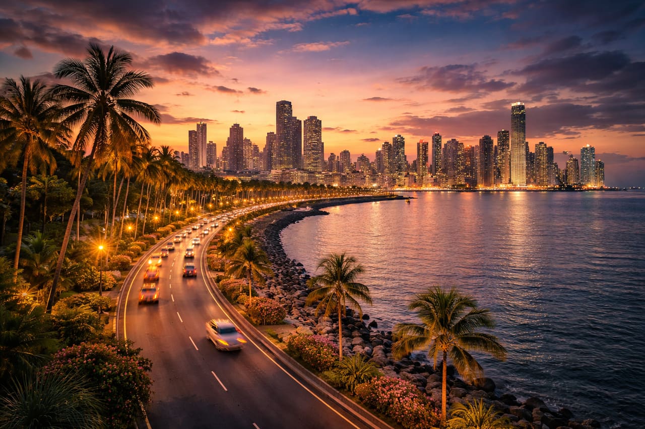 Lungomare Amador Causeway con vista su Panama City