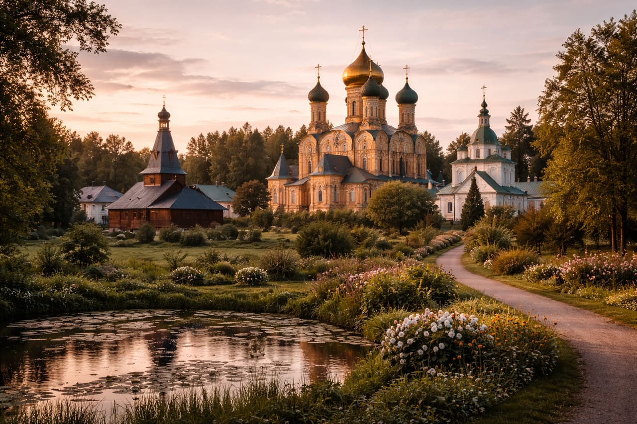 Пюхтицкий монастырь среди природы и архитектуры