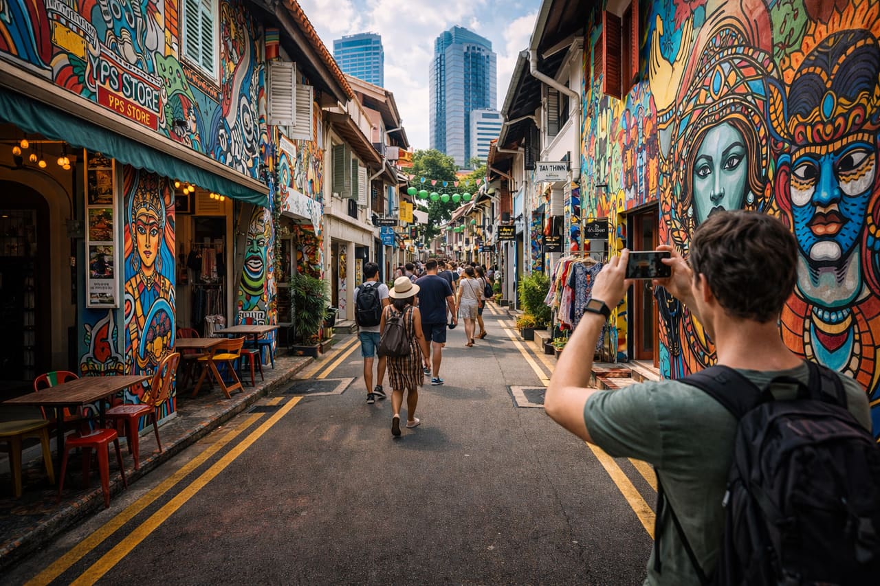 Graffiti vivaci di Haji Lane.
