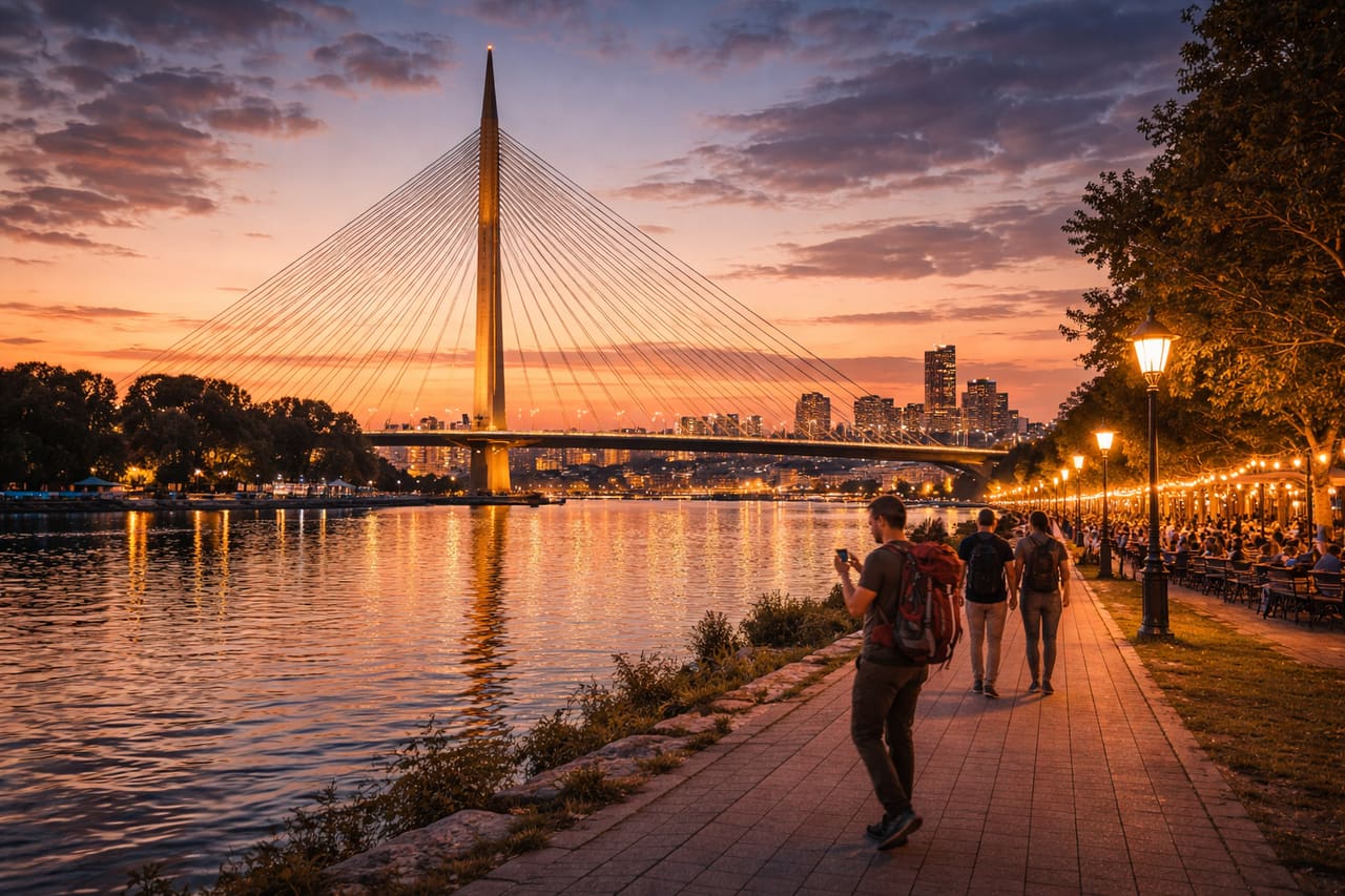 Il Ponte Ada sul fiume Sava a Belgrado: un simbolo architettonico moderno della città.