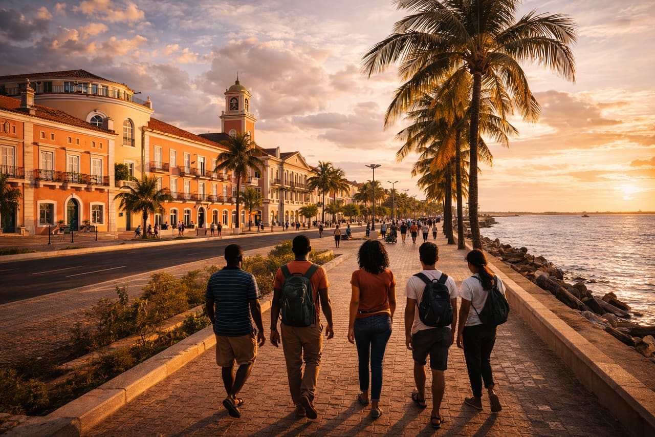 Penisola Ilha de Luanda con edifici coloniali