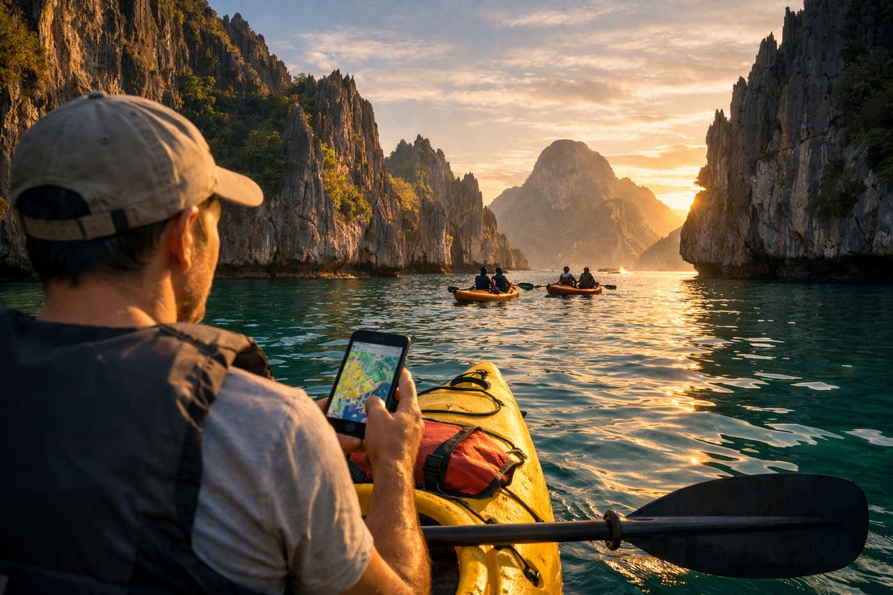 Lagune e scogliere calcaree di El Nido sull’isola di Palawan.