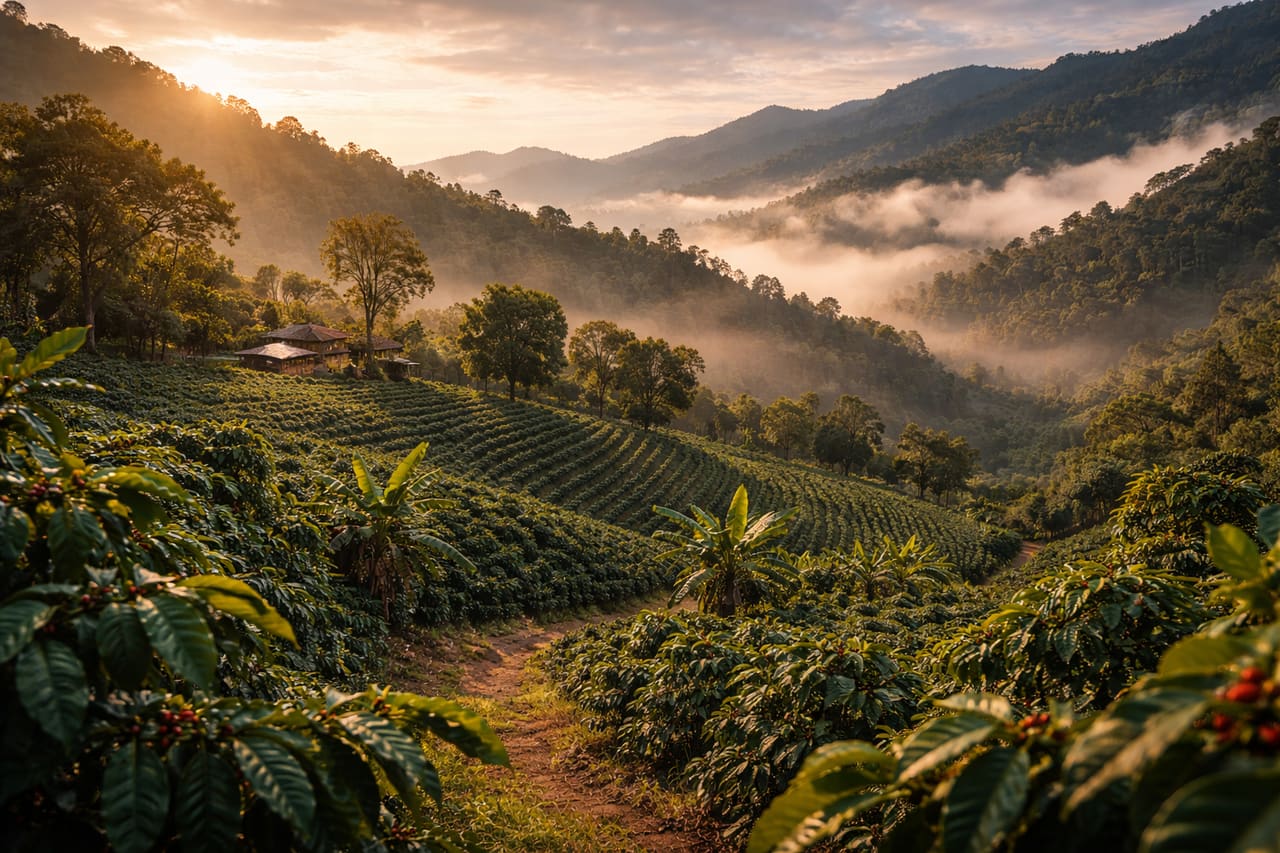 Piantagioni di caffè di Chiriquí tra le montagne di Panama