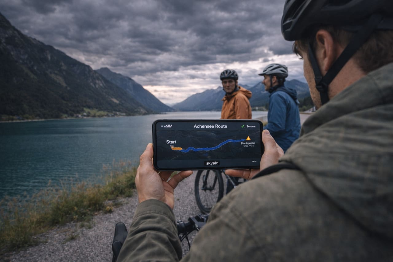 Navigazione GPS all’Achensee tramite smartphone con eSIM per viaggiare in Austria