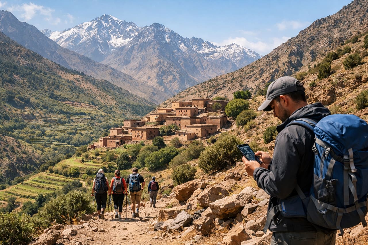 Paesaggio montano dei monti dell’Atlante in Marocco.