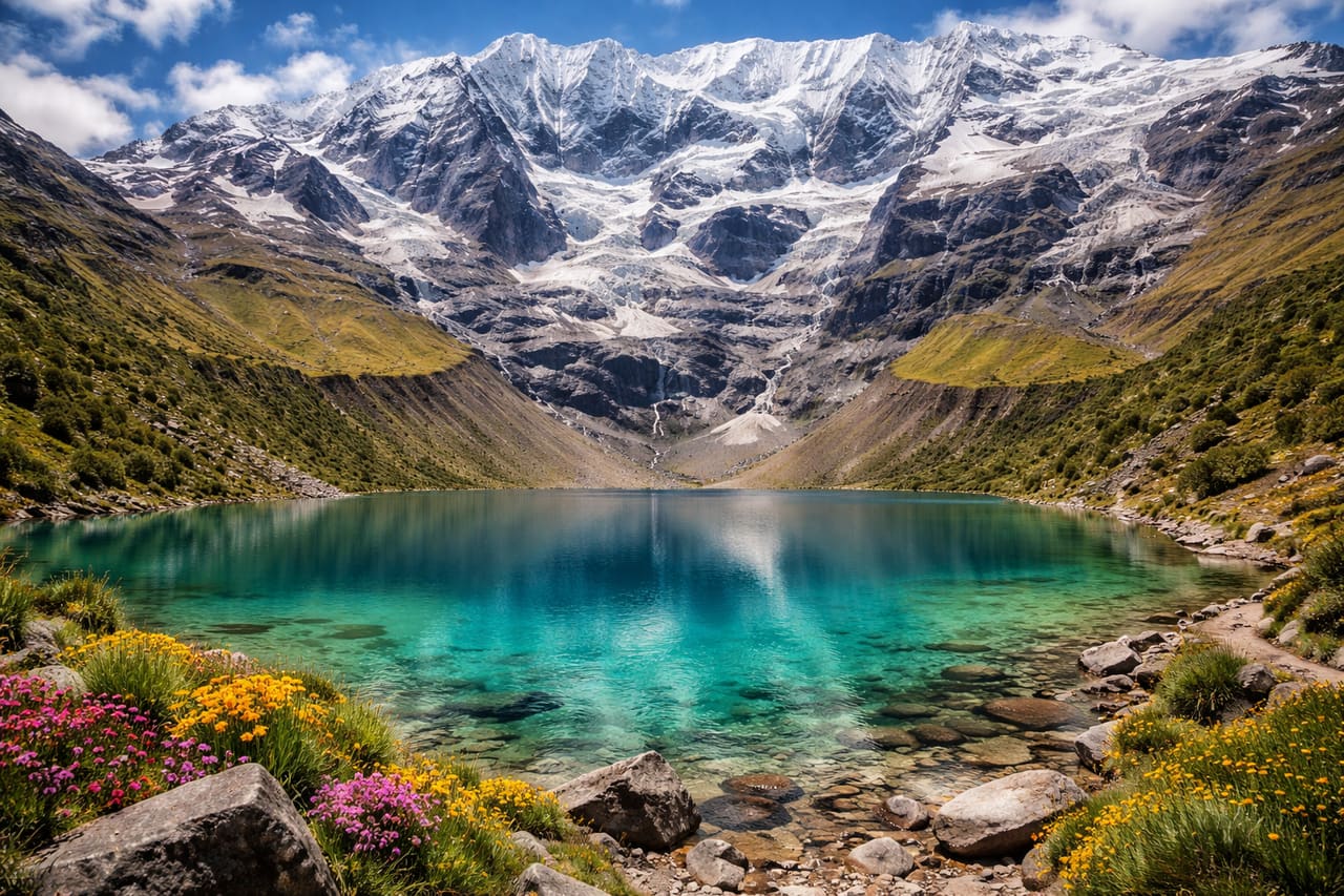 Laguna Humantay - salah satu danau pegunungan terindah di Peru