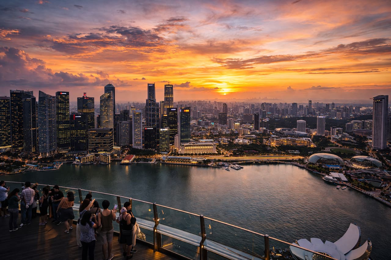Panorama di Singapore dalla terrazza SkyPark.