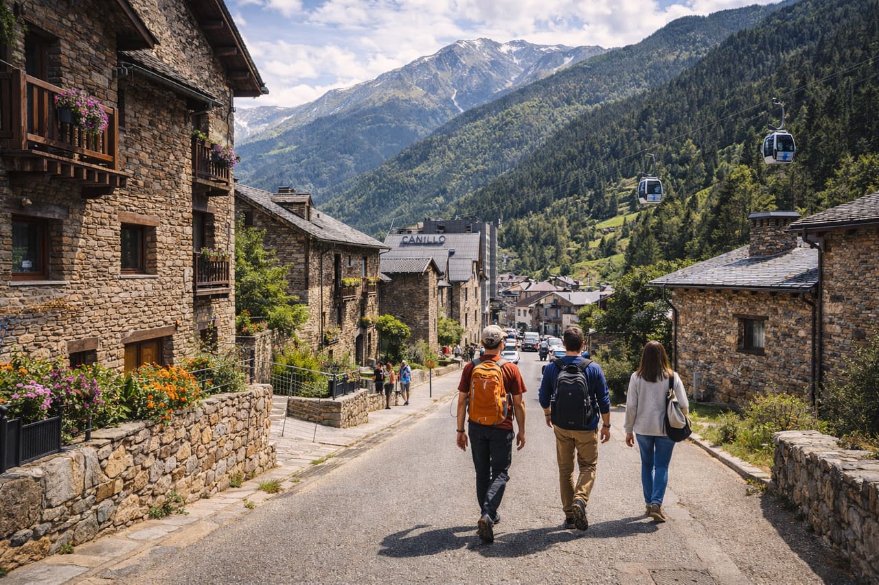 Canillo Andorra village with mountains