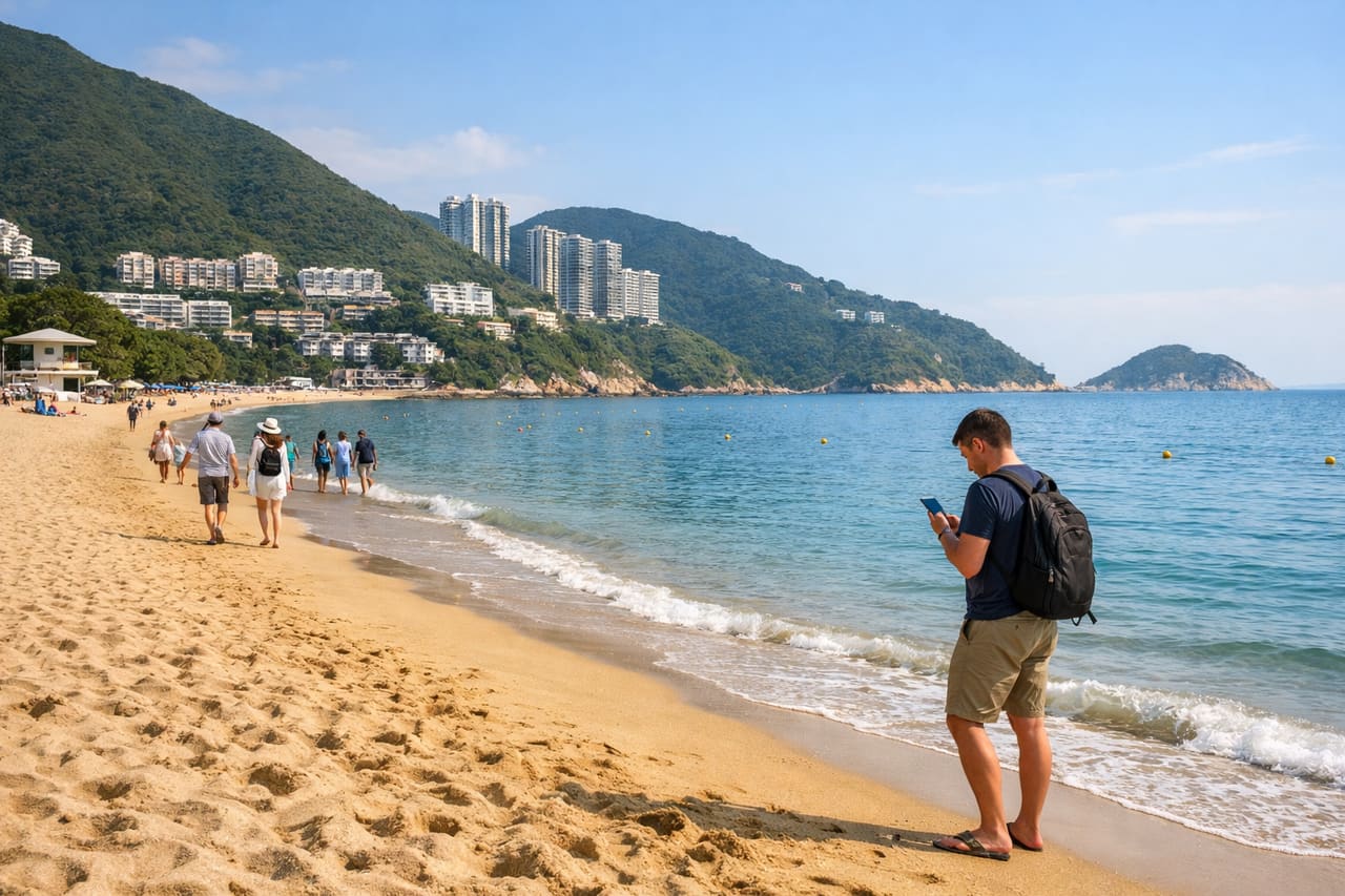 La spiaggia di Repulse Bay con sabbia dorata e mare.