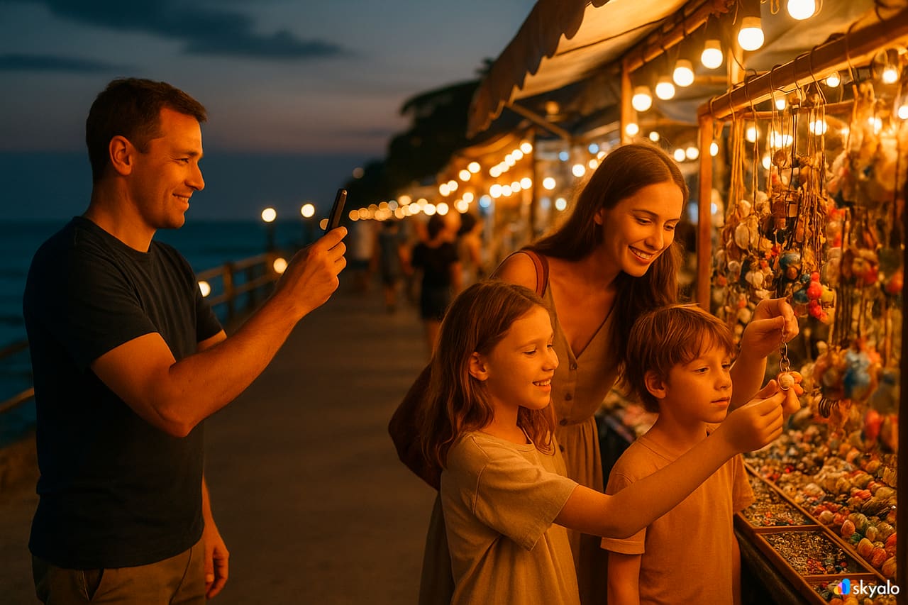 Malam keluarga di Cicada Market — berkongsi penemuan melalui eSIM